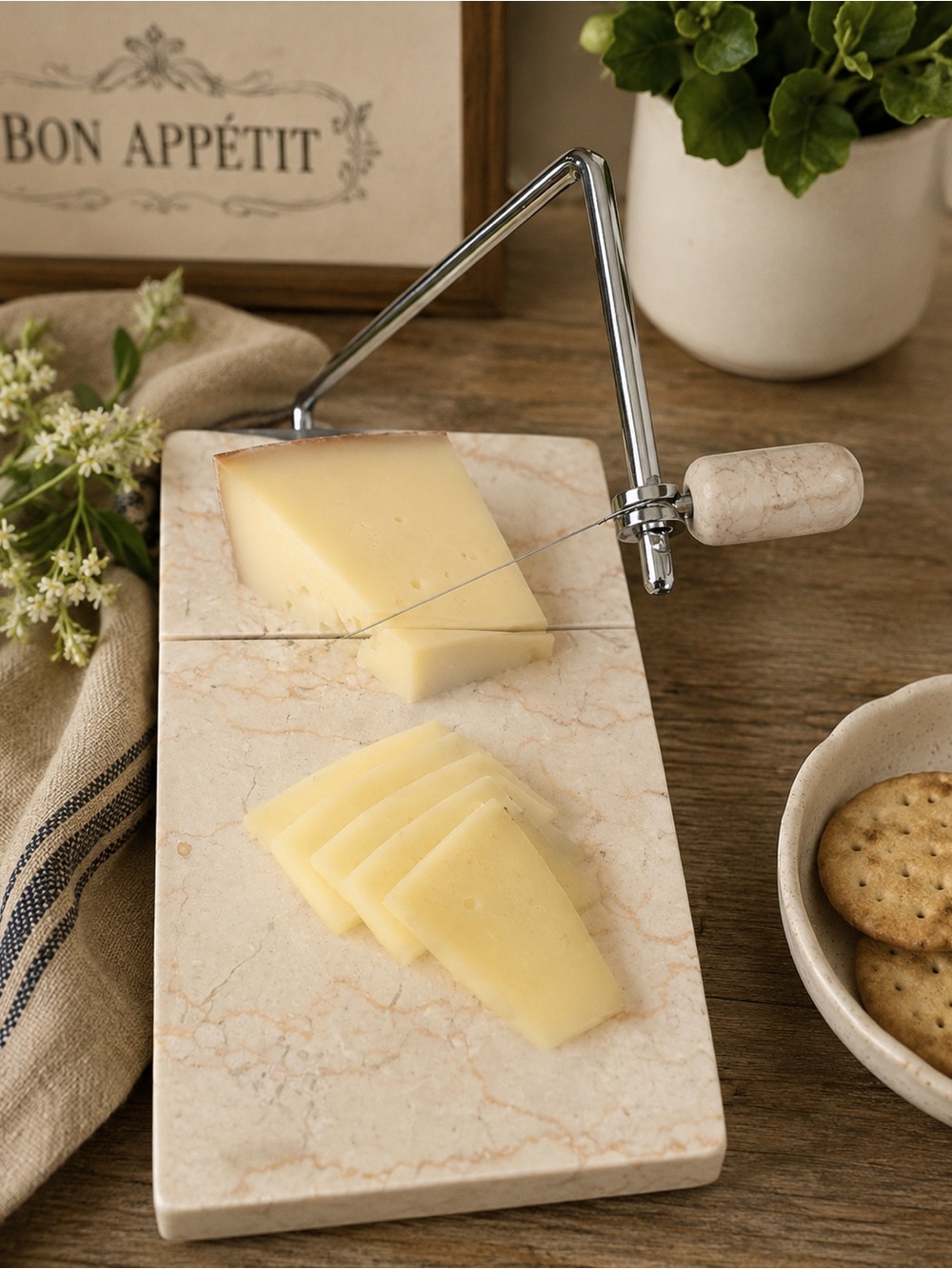 Marble Cheese Slicer with Wire Cutter - Cream Marble